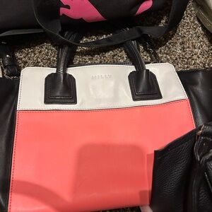 MILLY colorblock handback with crossbody strap